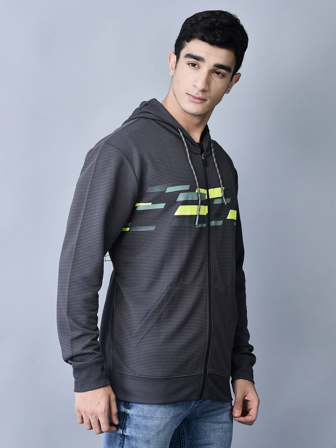 Men’s grey cotton hoodie by Shiv Naresh