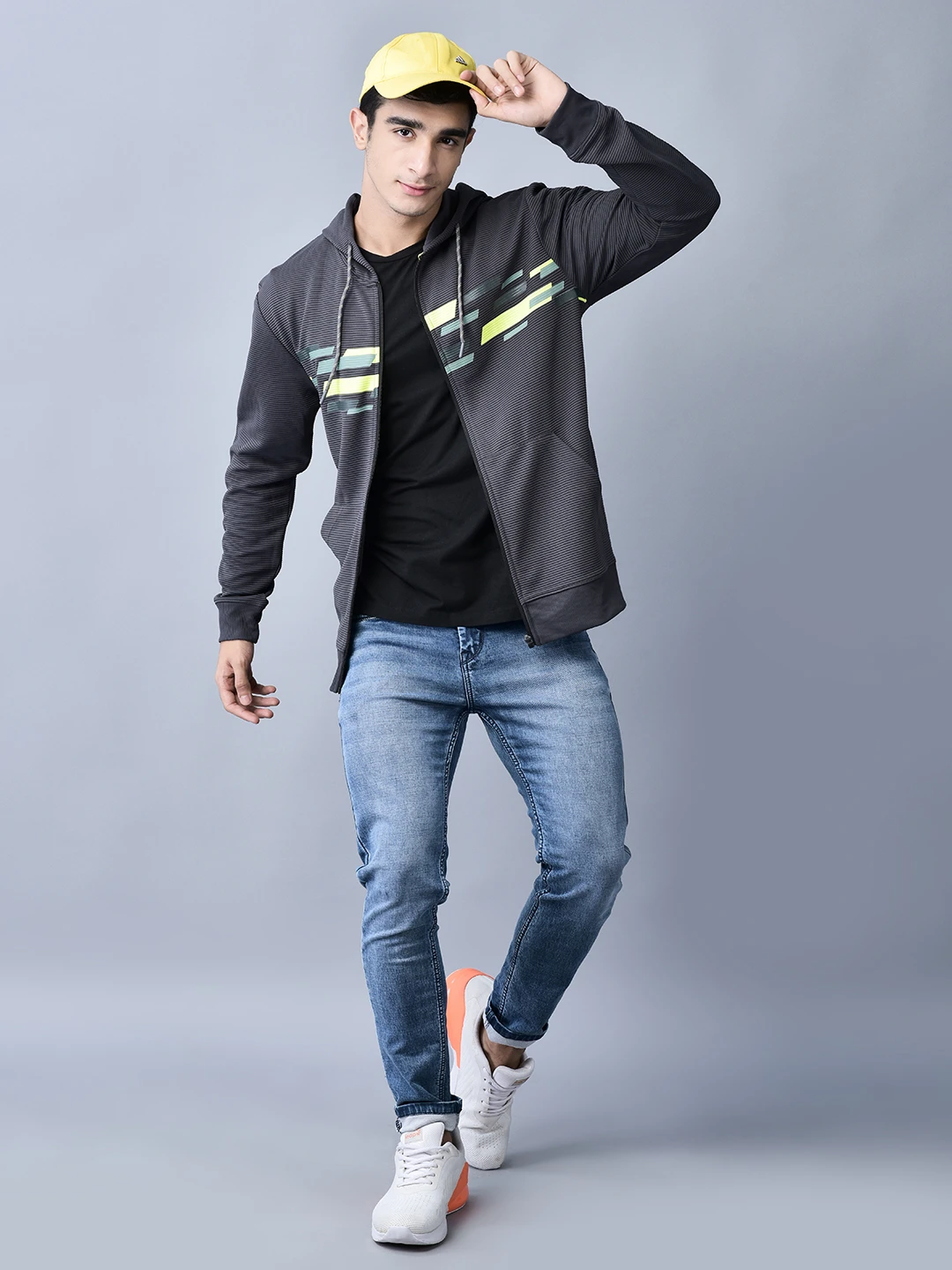 Men’s grey cotton hoodie by Shiv Naresh
