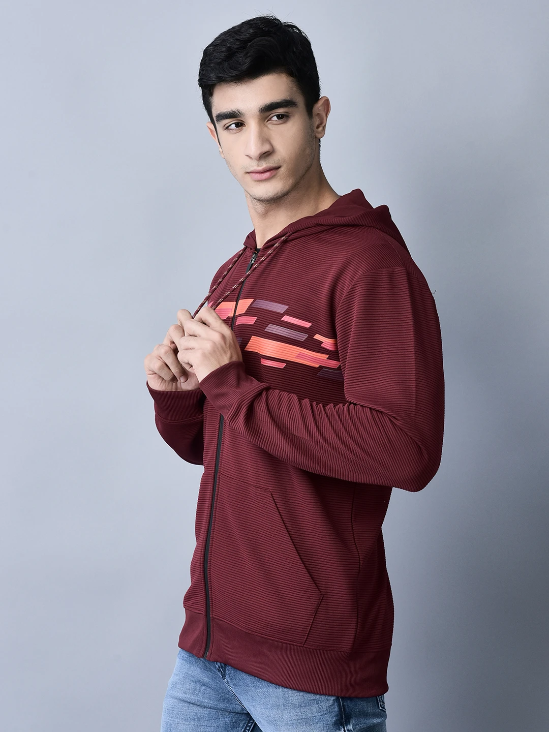 Deep Wine Red Sweatshirt for Men by Shiv Naresh