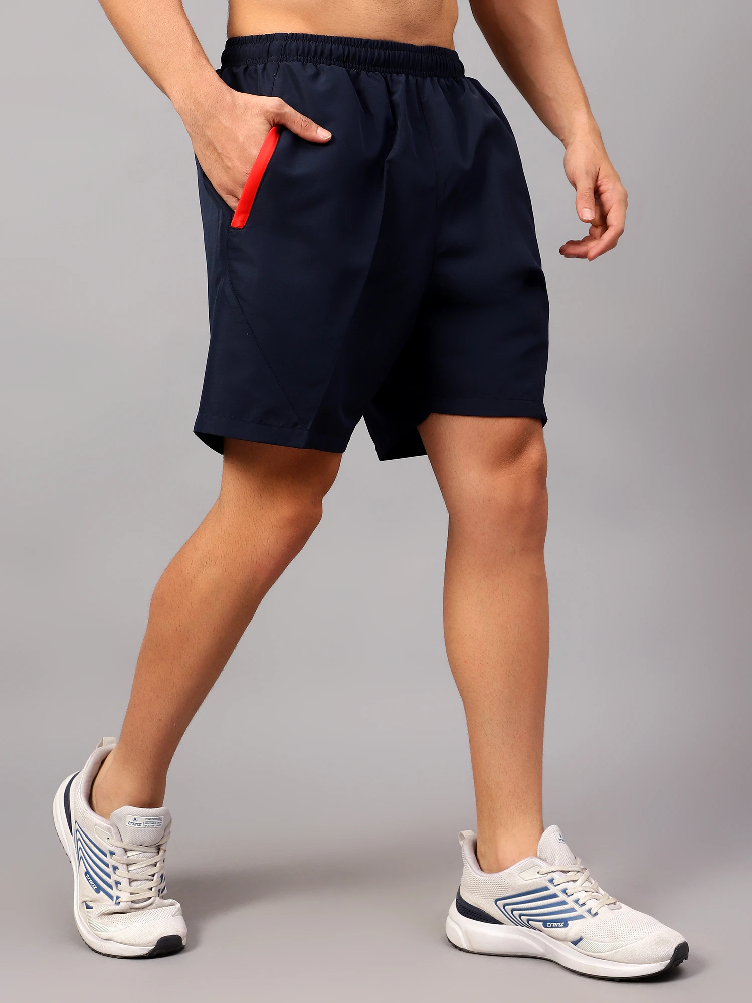 Navy Blue/Red Shiv Naresh Smart Sports Shorts for men