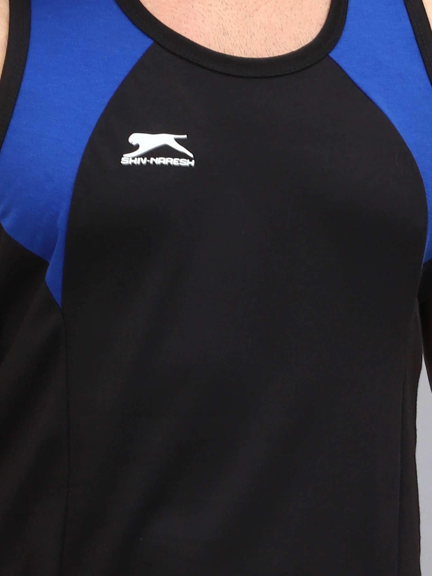 Black Royal Blue Gym Vest for Men
