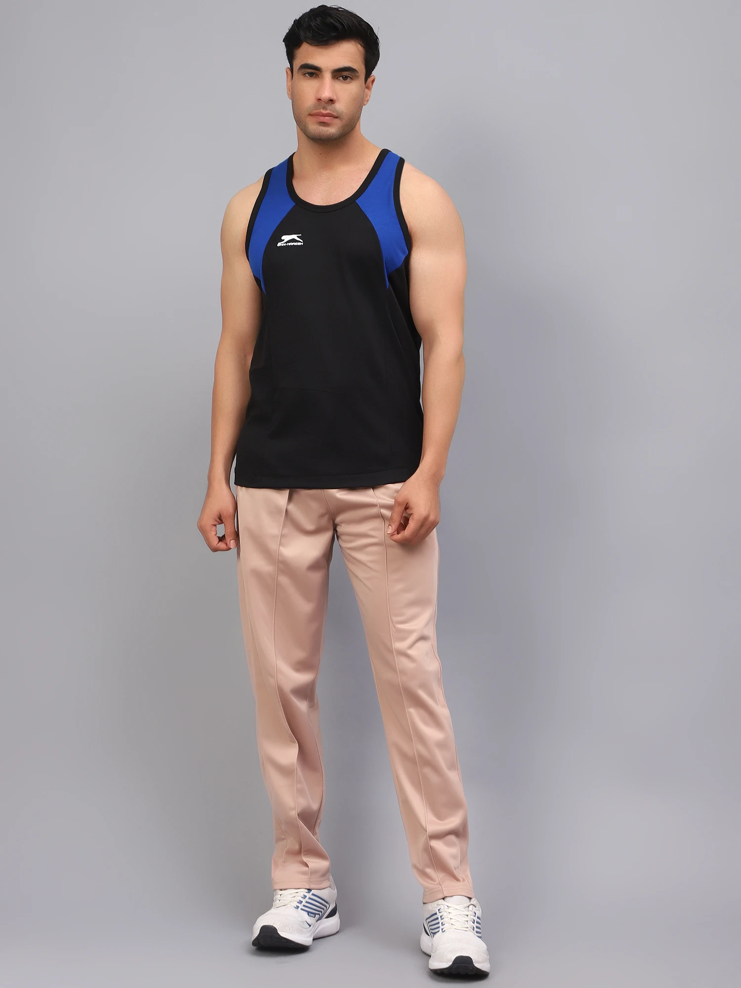 Black Royal Blue Gym Vest for Men