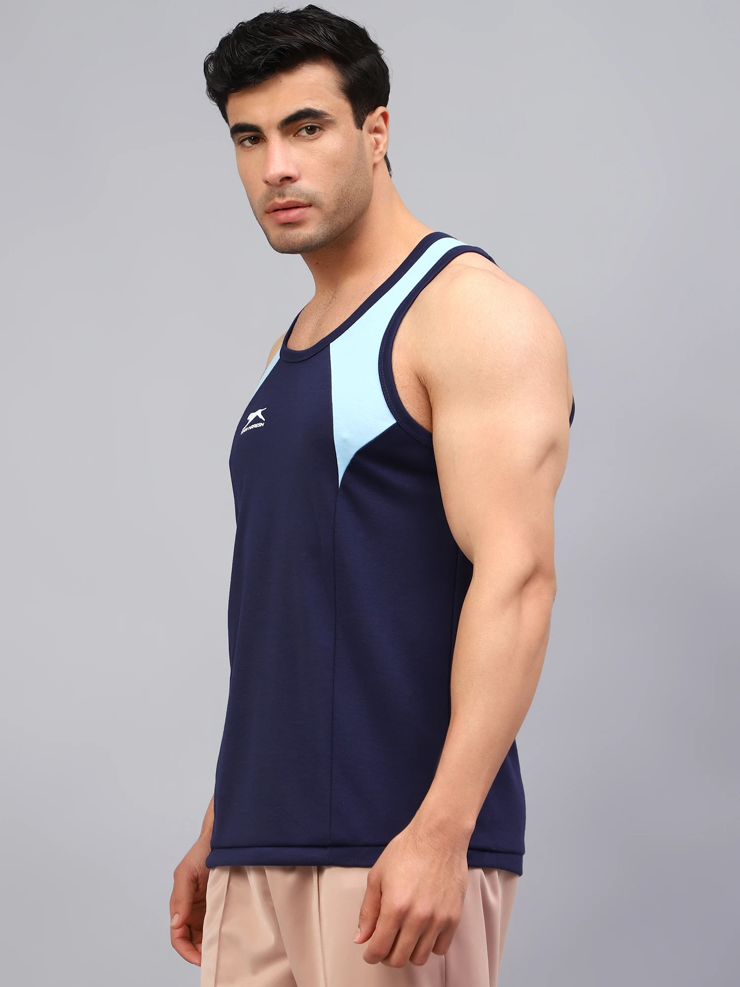 Navy and Sky Blue Gym Vest Men’s Fitness Wear