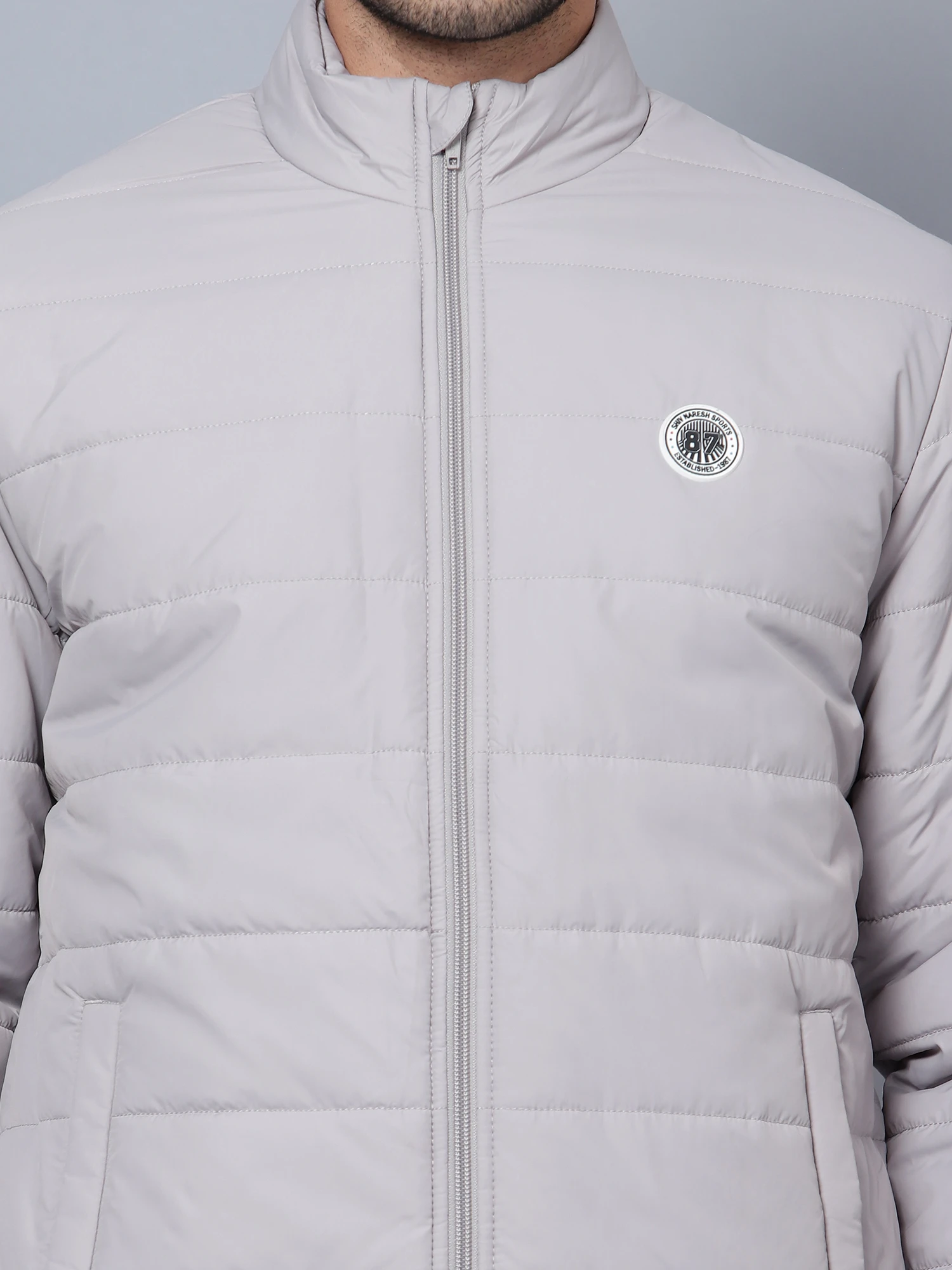 Light Grey Puffer Jacket for Men - Shiv Naresh