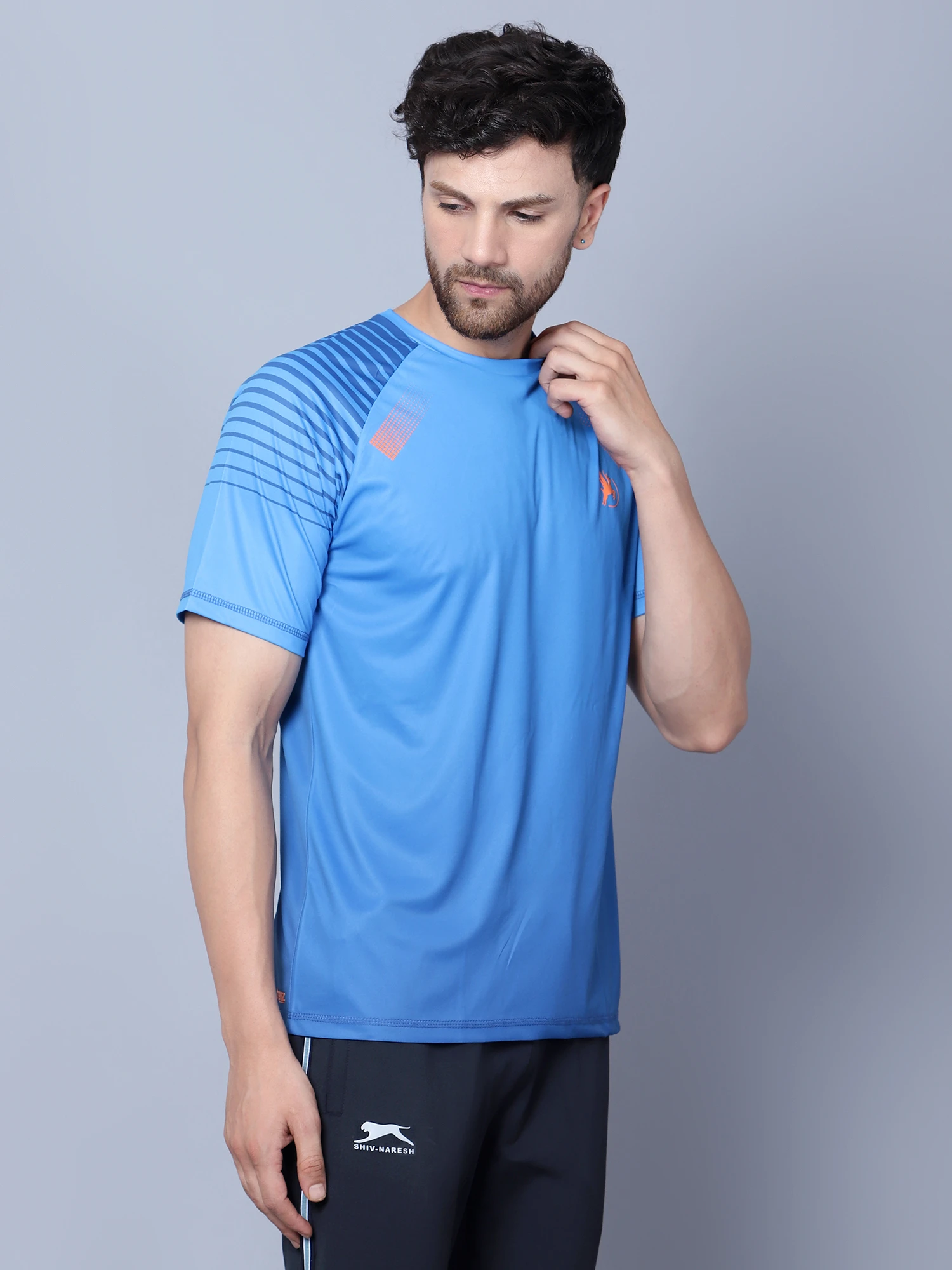 Madrine blue training jersey t shirt for men by Shiv Naresh