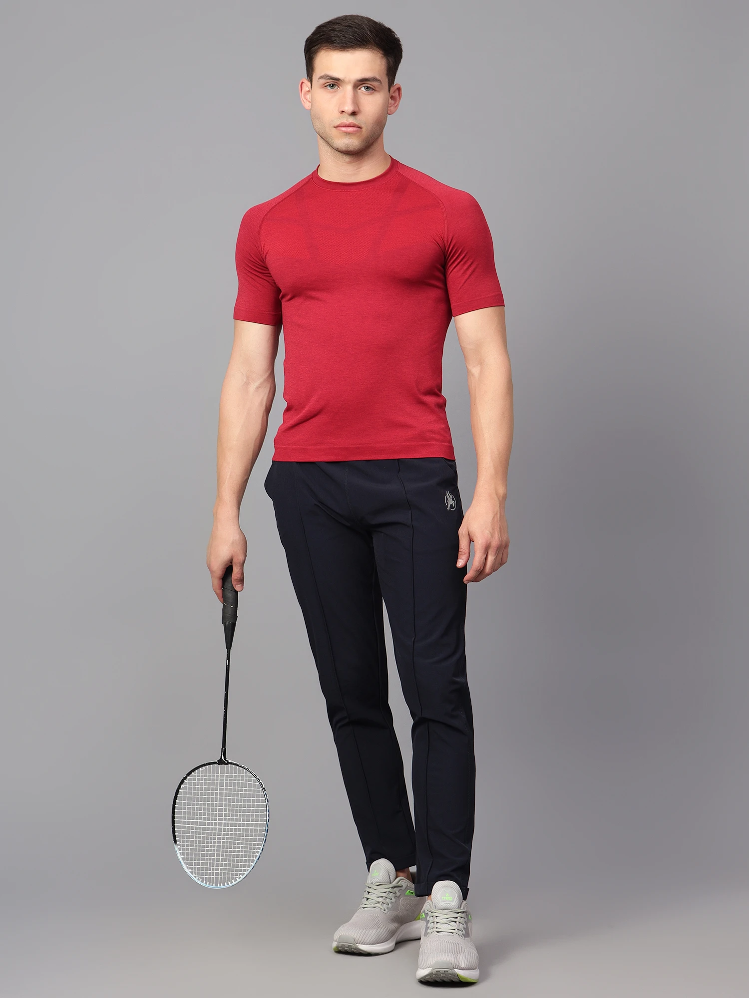Red seamless performance gym men's t-shirt
