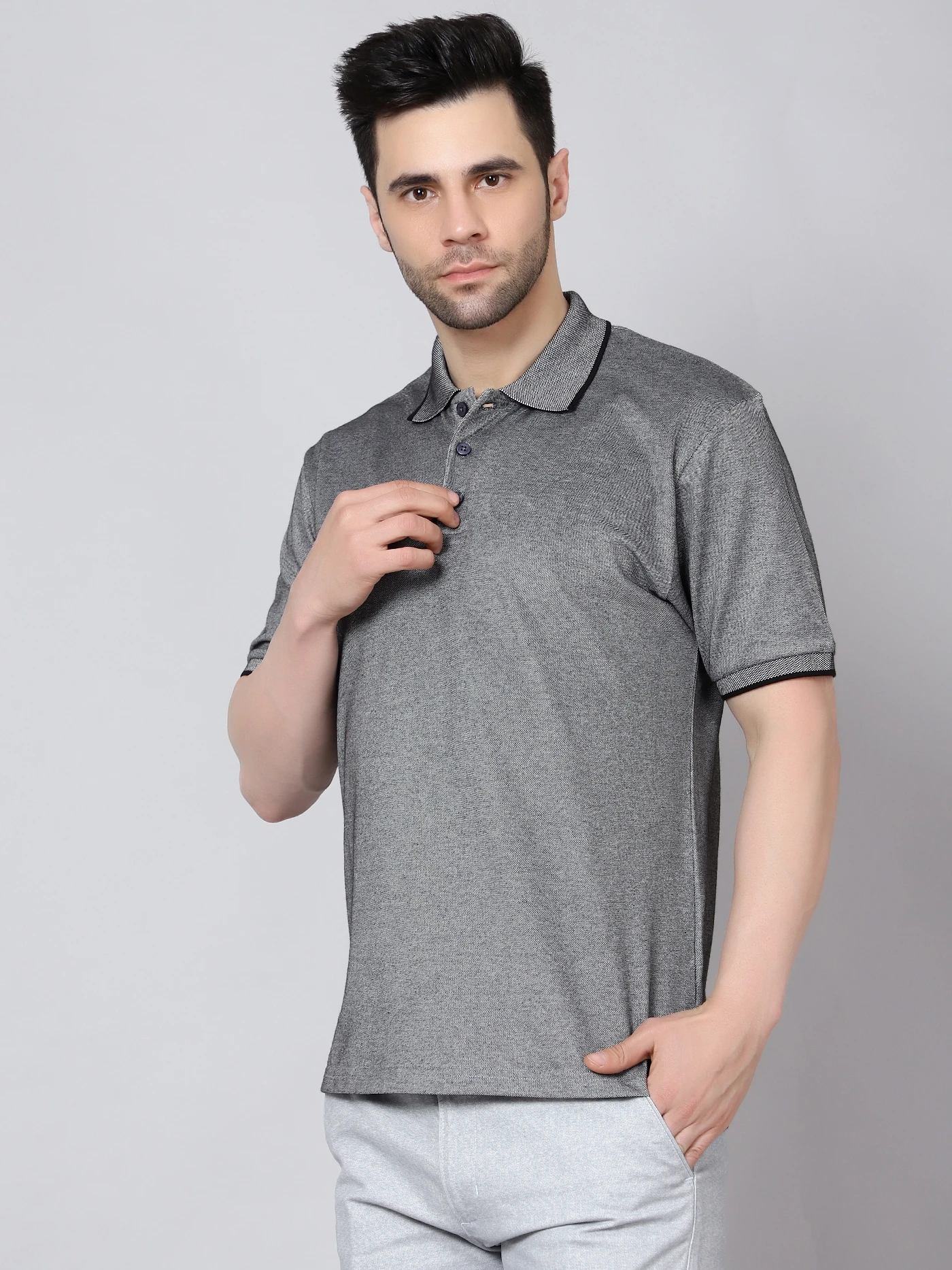 Kooltex Regular Fit black polo t-shirt for men by Shiv Naresh