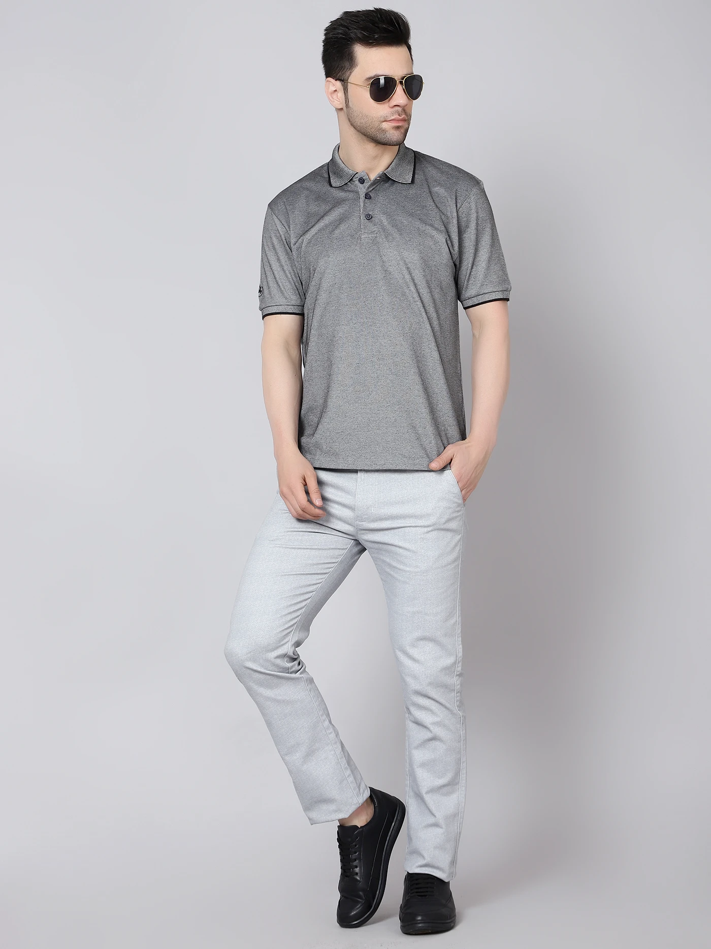 Kooltex Regular Fit black polo t-shirt for men by Shiv Naresh