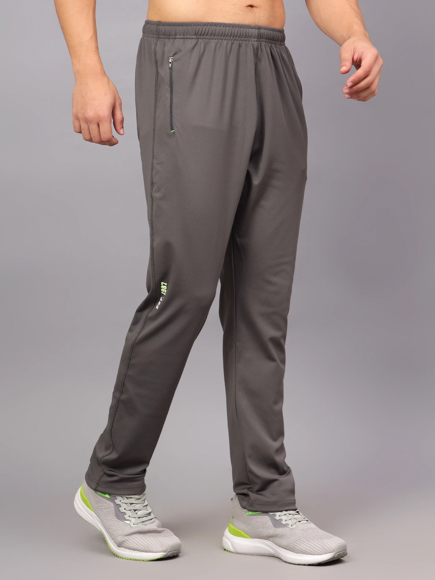 Grey Stretchable Track Pants for Men Shiv Naresh
