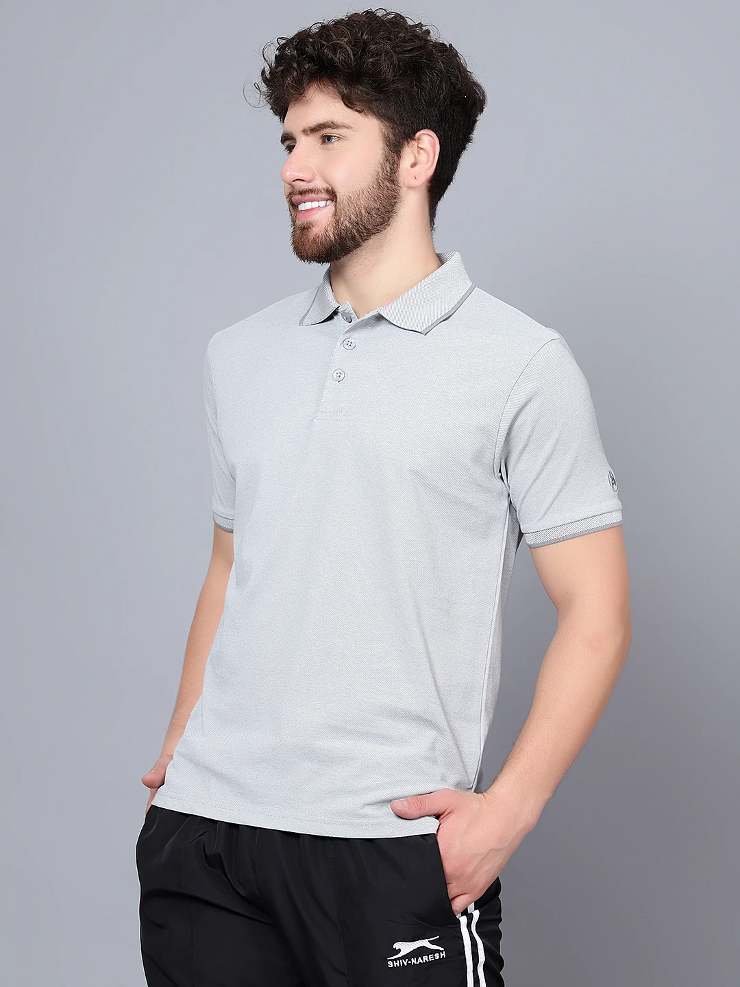 Kooltex Regular Fit grey polo t-shirt for men by Shiv Naresh