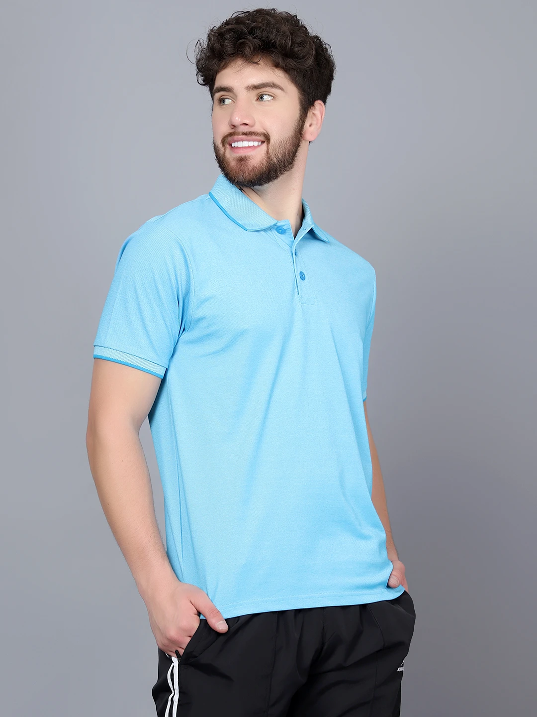 Kooltex Regular Fit cyan Blue polo t-shirt for men by Shiv Naresh