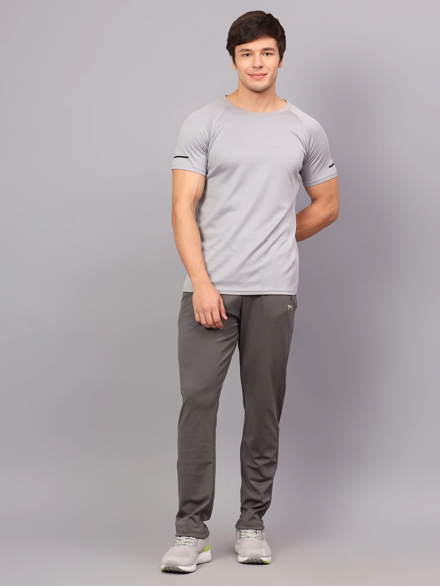 Grey Stretchable Track Pants for Men Shiv Naresh