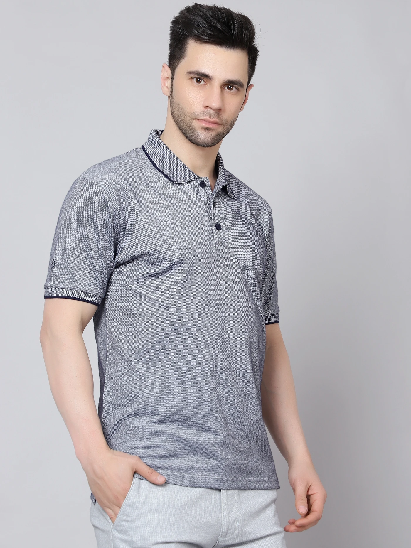 Kooltex Regular Fit Navy Blue polo t-shirt for men by Shiv Naresh