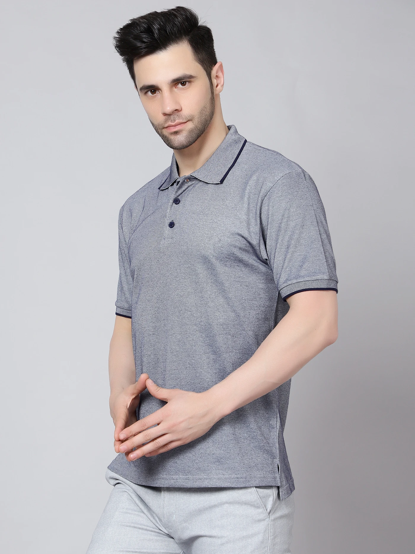 Kooltex Regular Fit Navy Blue polo t-shirt for men by Shiv Naresh