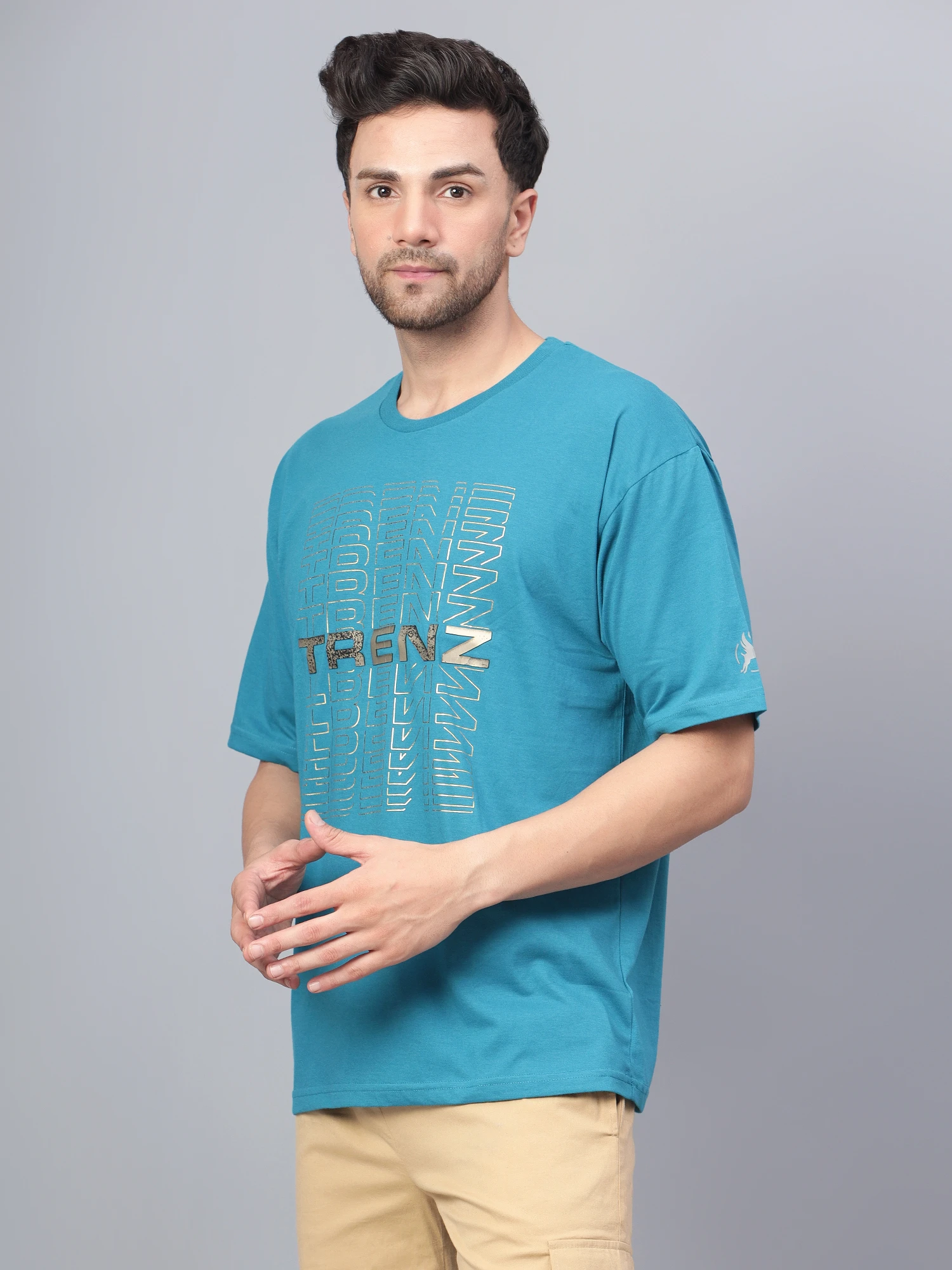 Trenz oversized airforce blue t shirt for men by Shiv Naresh