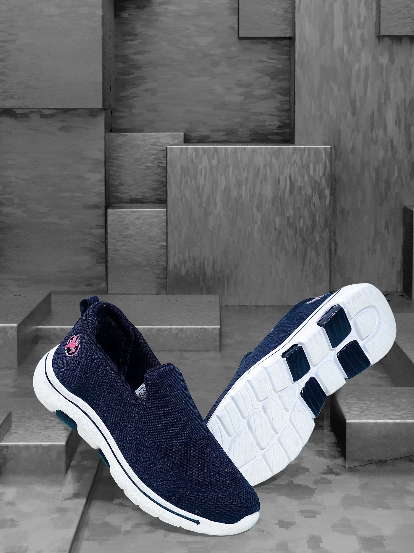 Women’s Navy Blue Slip-On Shoes by Shiv Naresh