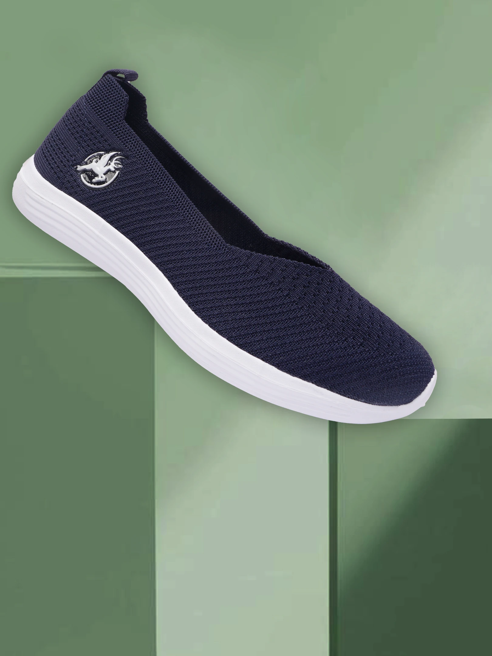 Navy Blue slip-on shoes for women by Shivnaresh