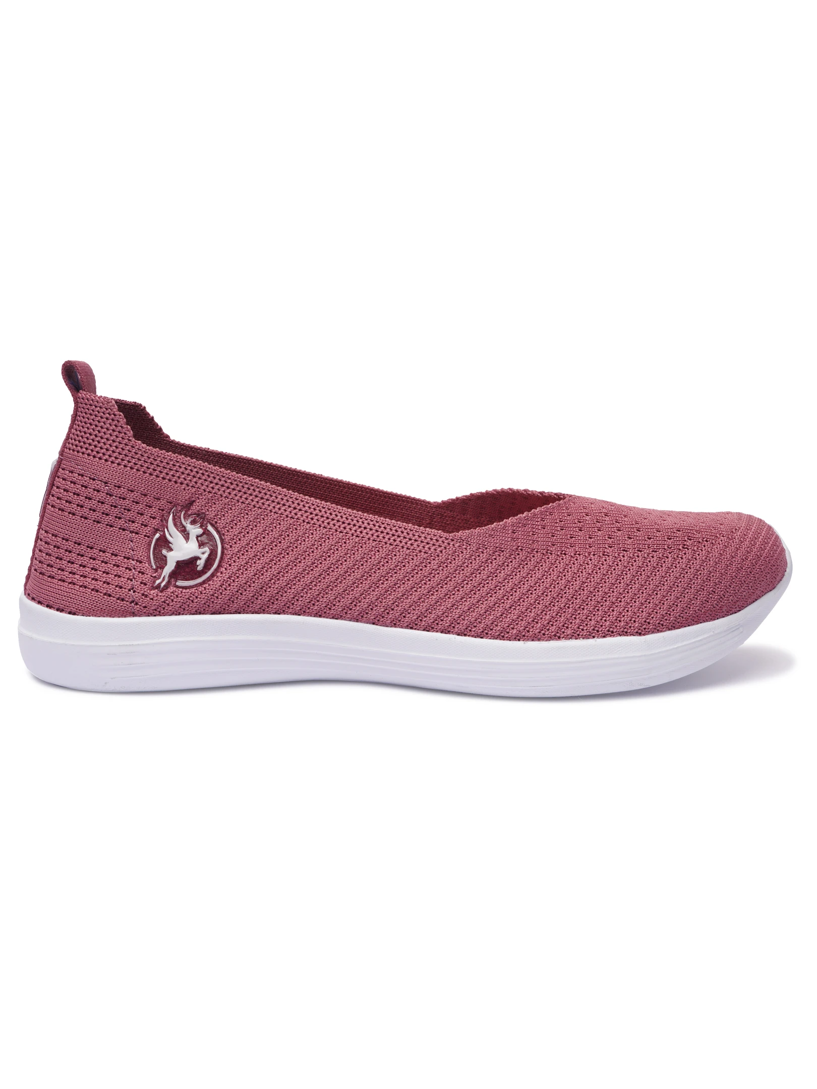 Peach slip-on shoes for women by Shivnaresh