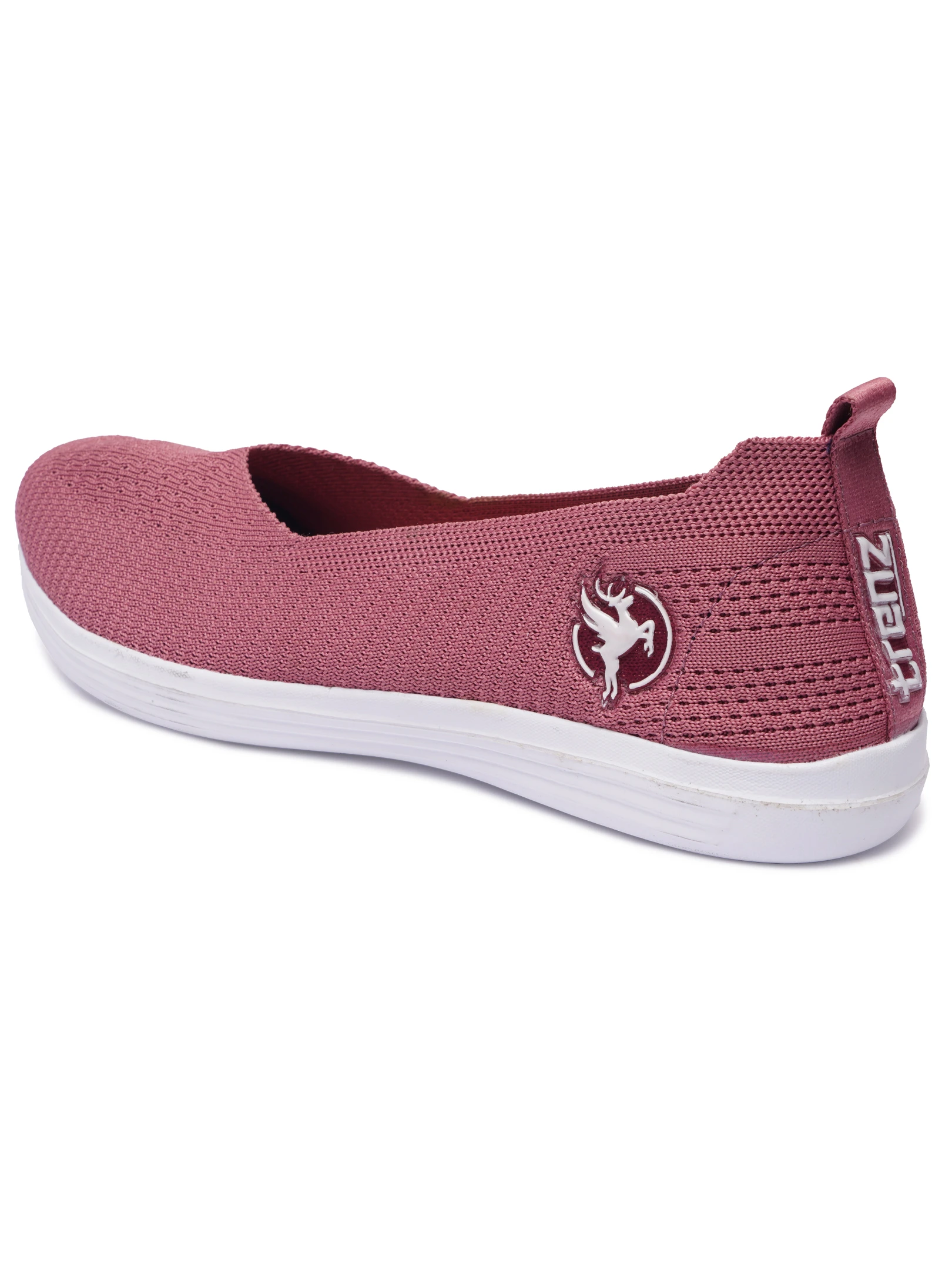 Peach slip-on shoes for women by Shivnaresh