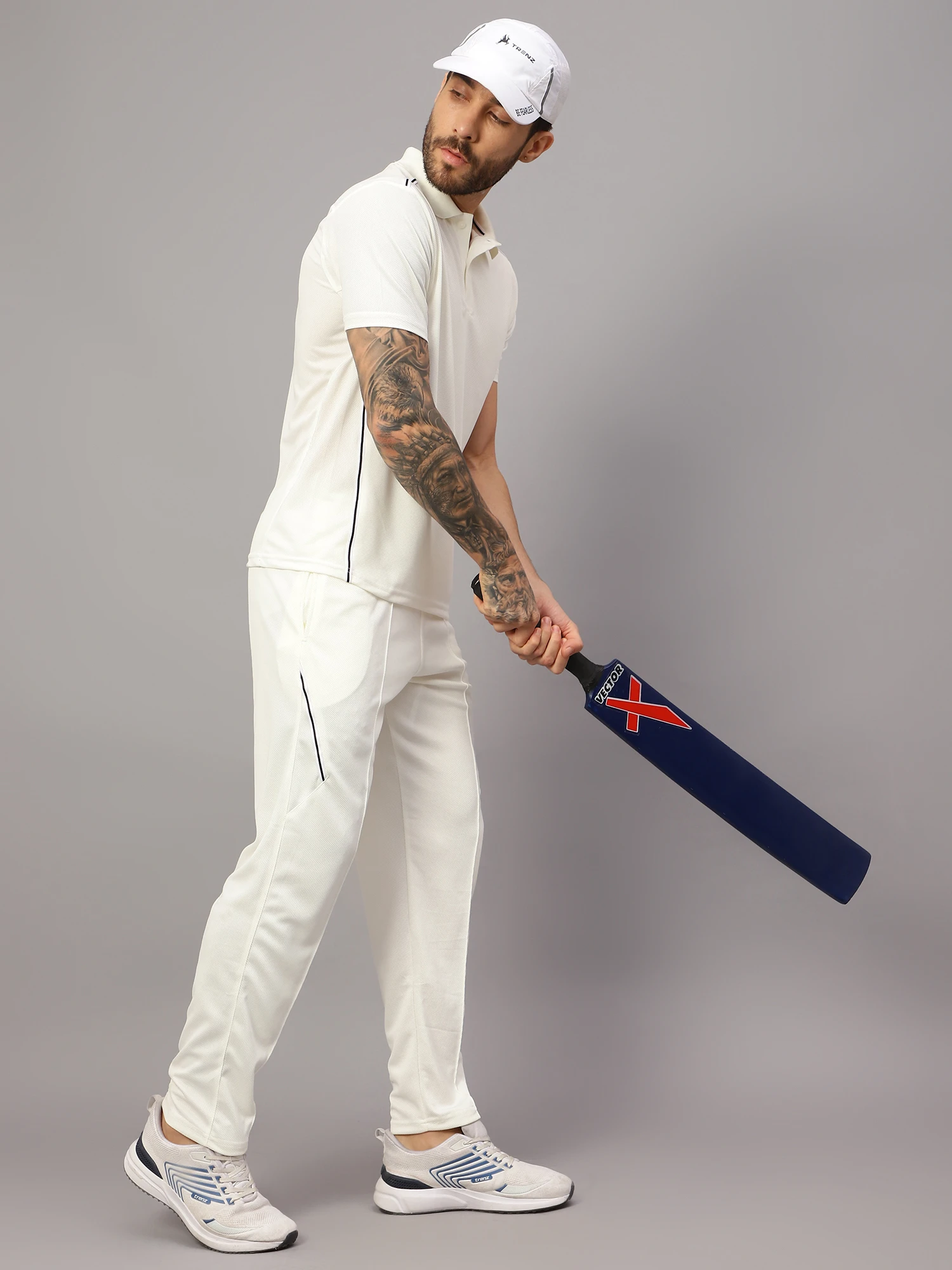 Shiv Naresh Off White Cricket Set Half Sleeves for Men