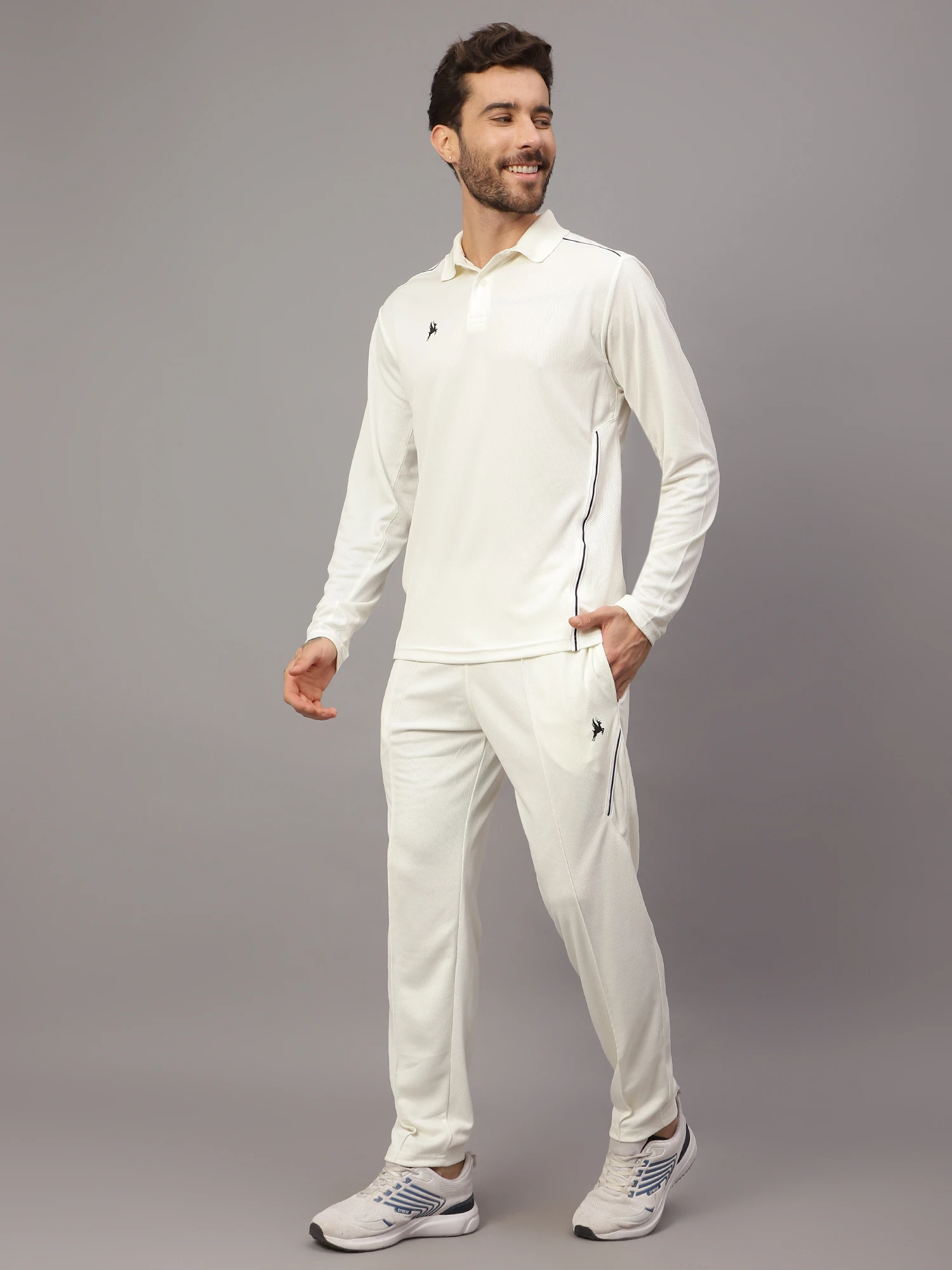Shiv Naresh Off White Cricket Clothing Set for Men