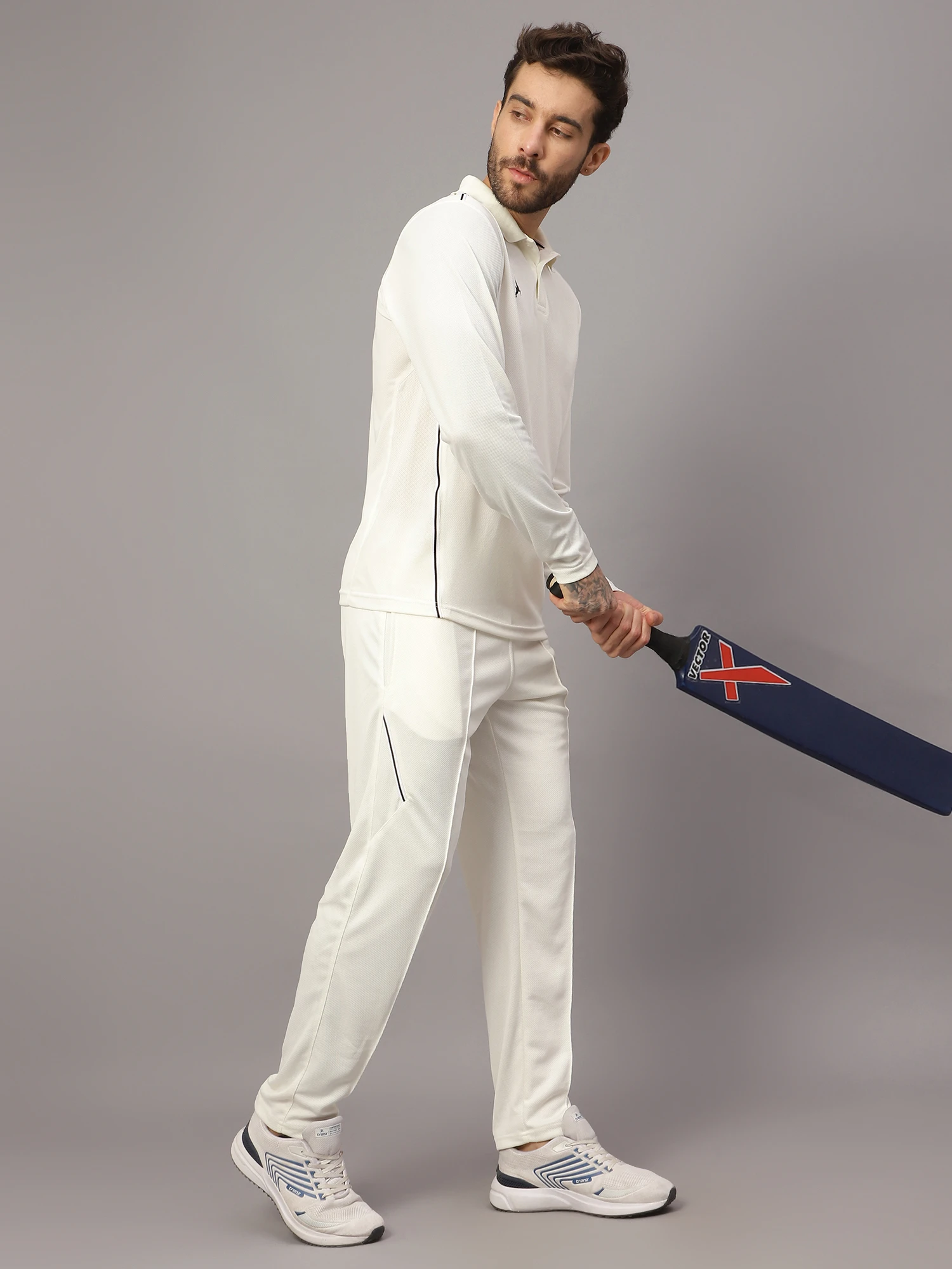 Shiv Naresh Off White Cricket Clothing Set for Men
