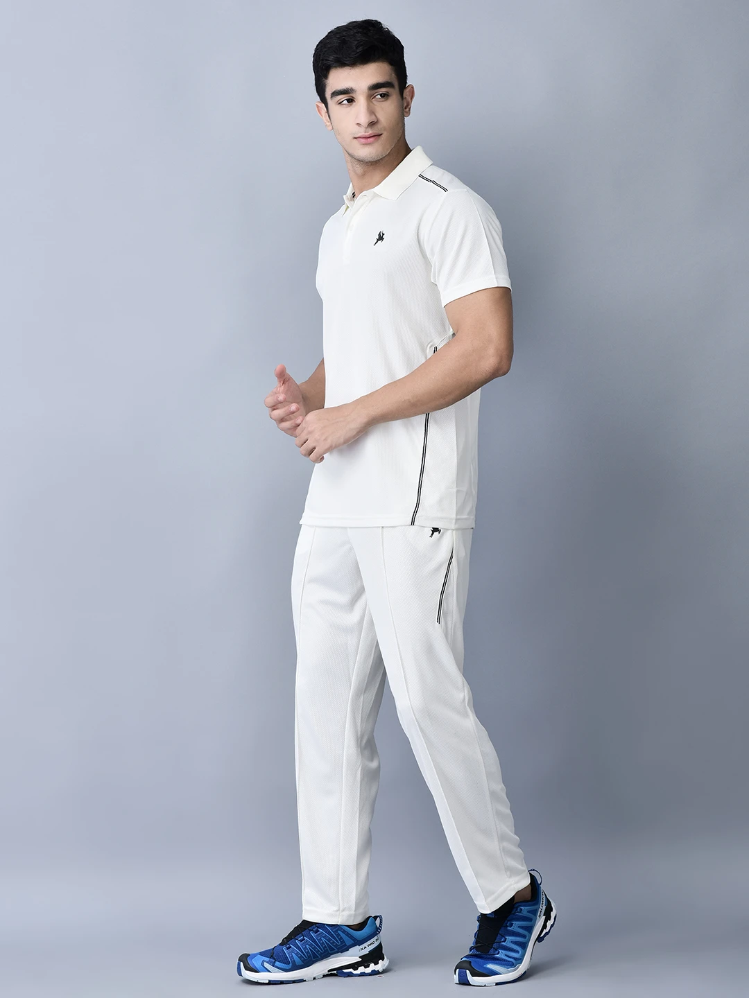 Shiv Naresh Off White Cricket Uniform Chinese Collar for Men