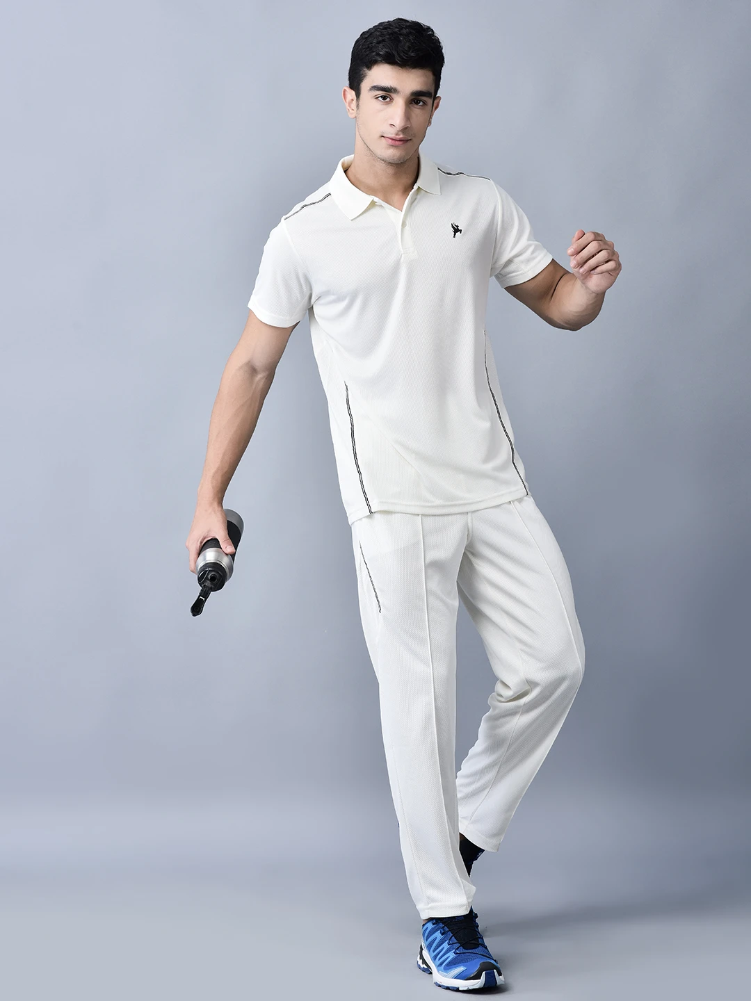 Shiv Naresh Off White Cricket Uniform Chinese Collar for Men
