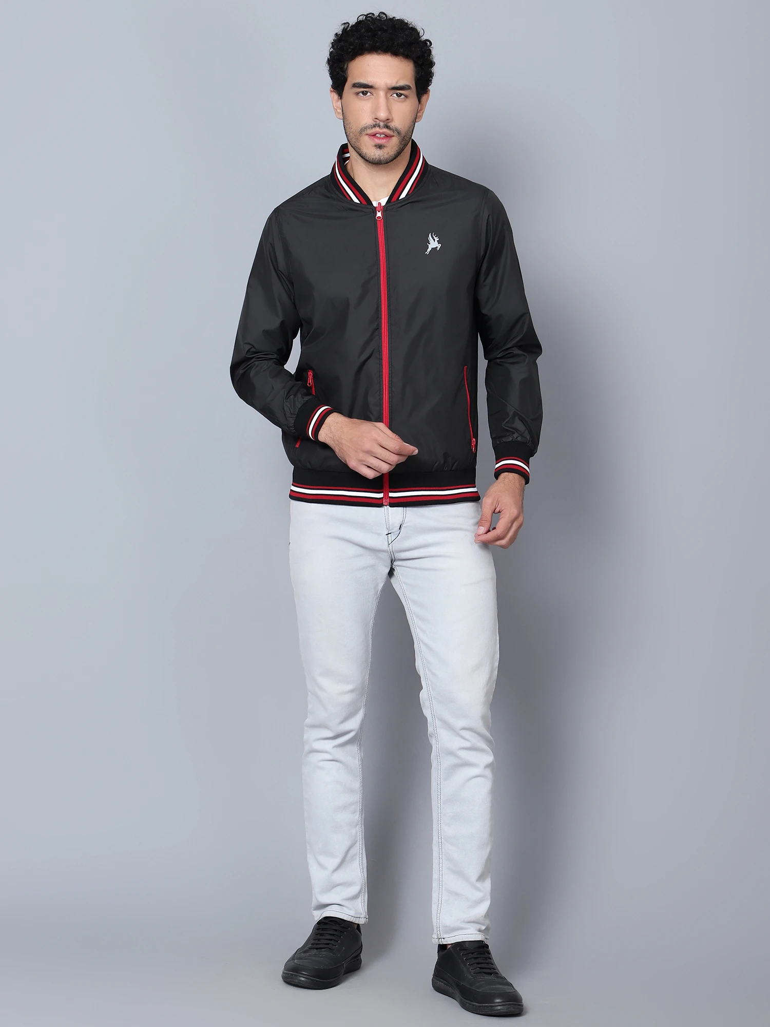 Men's Black Red Reversible Jacket by Shiv Naresh