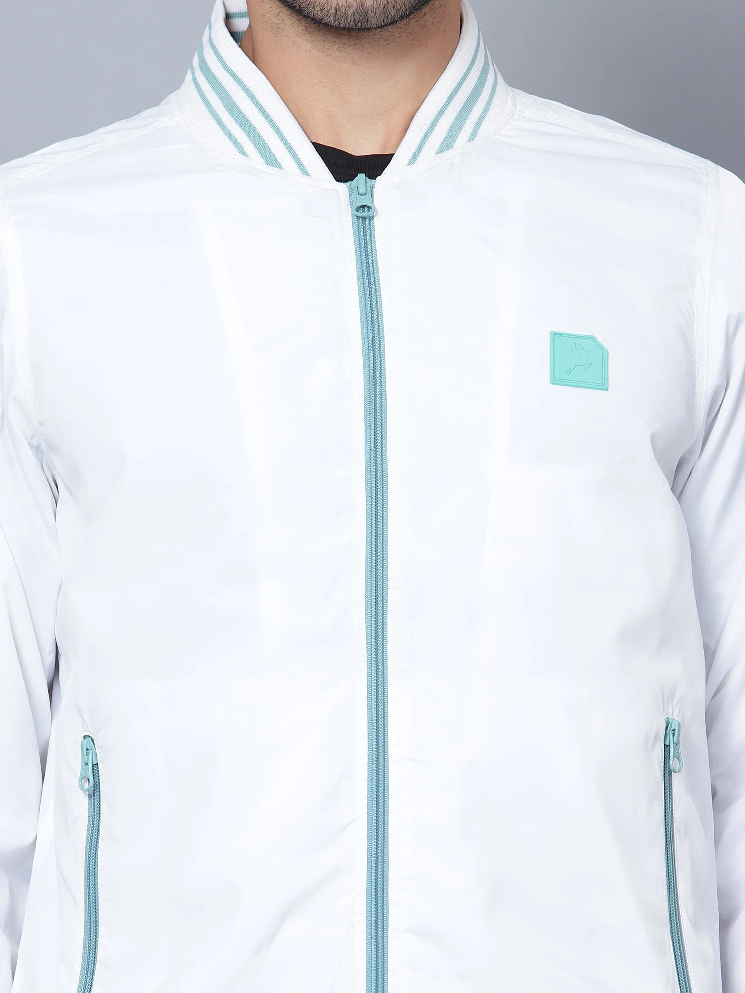 White bomber Jacket for men Shiv Naresh