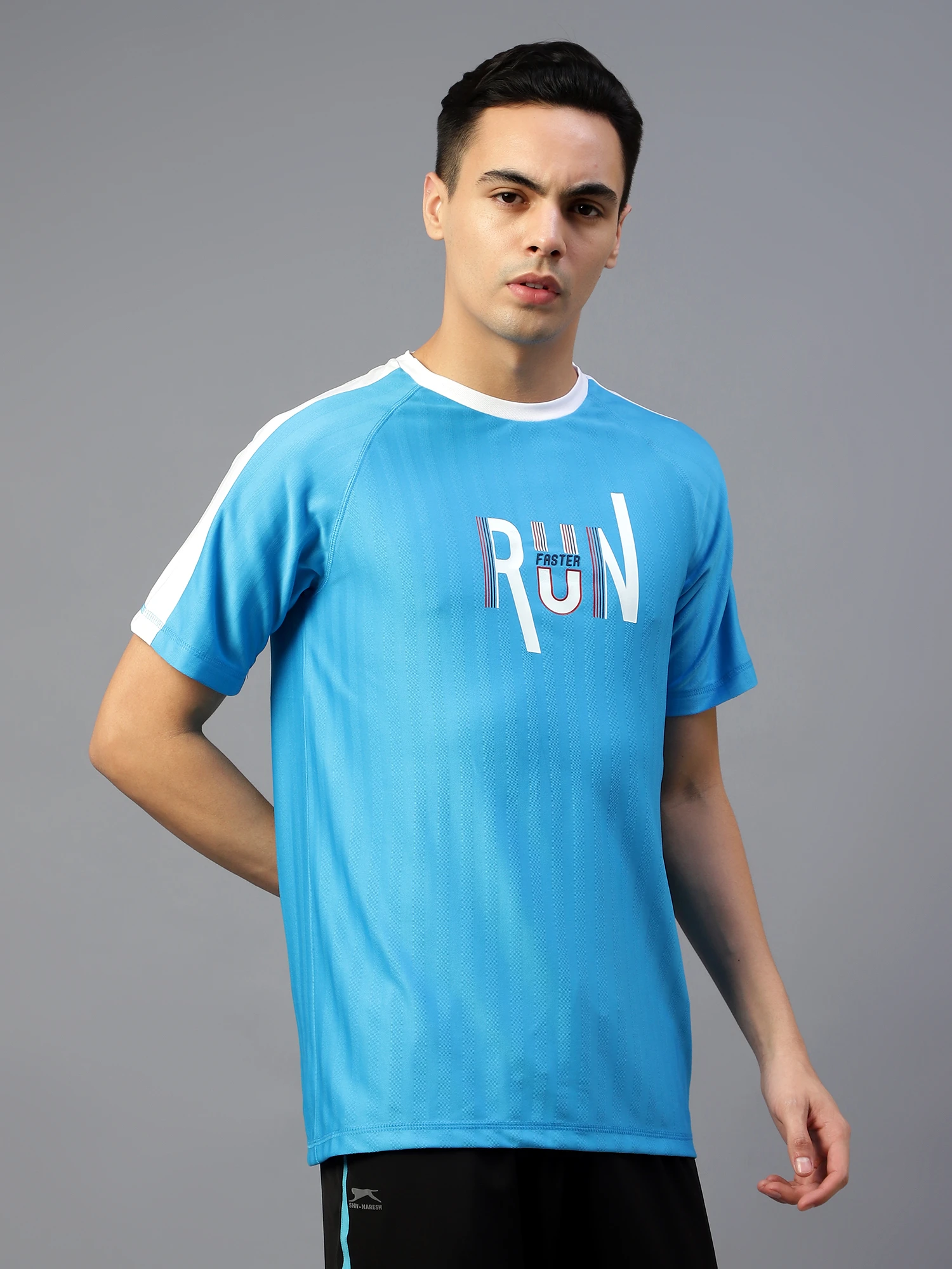 Men’s Cyan Quick-Dry Running T-Shirt – Shiv Naresh