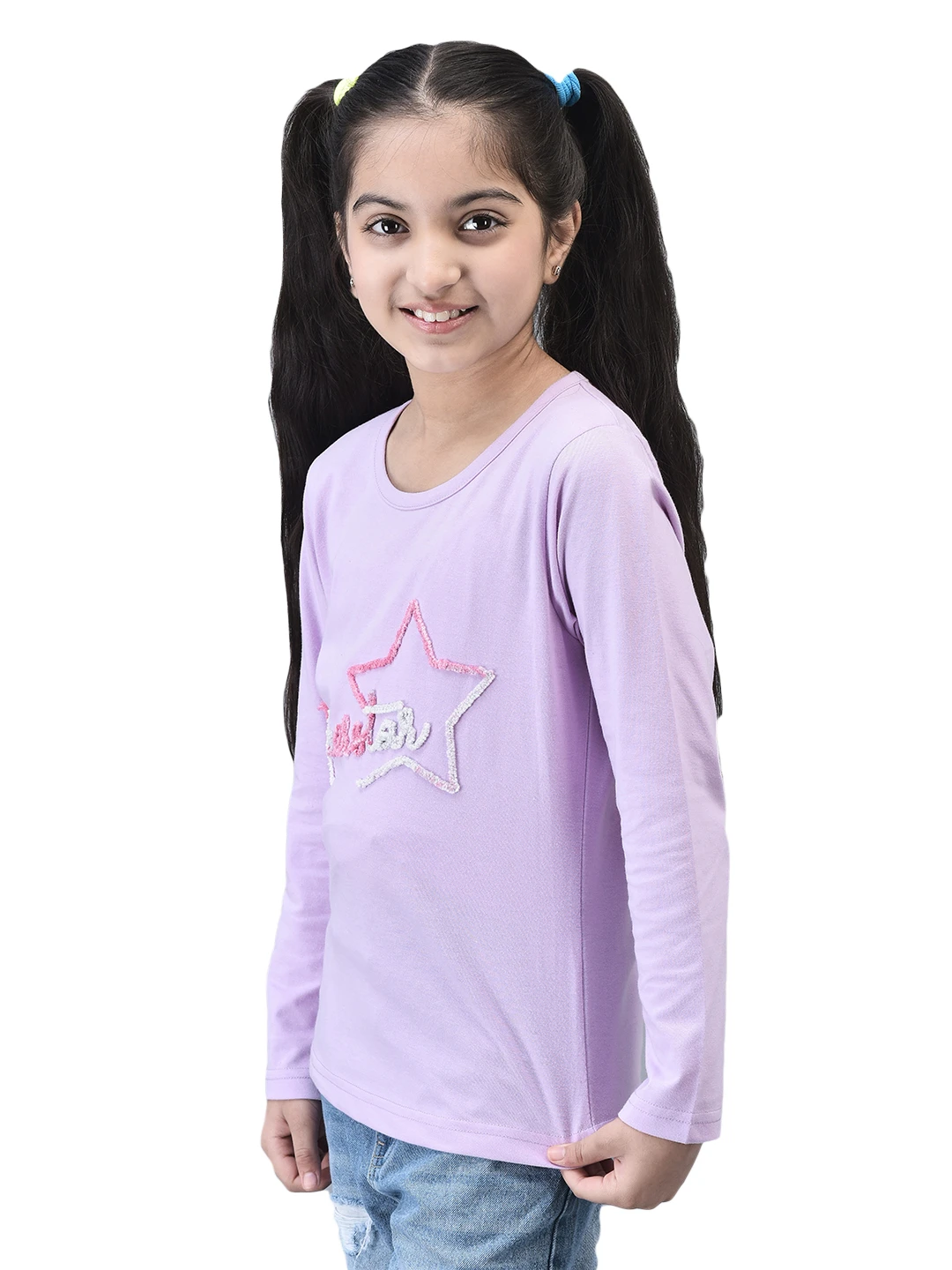 Girls Superstar Full Sleeve T-shirt Lavender by Shiv Naresh