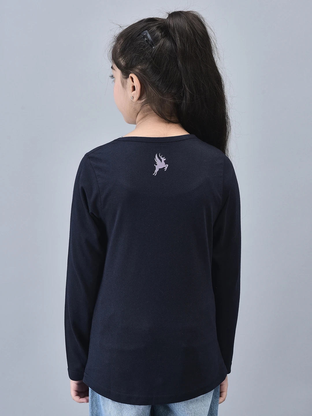 Girls Superstar Full Sleeve T-shirt Navy Blue by Shiv Naresh