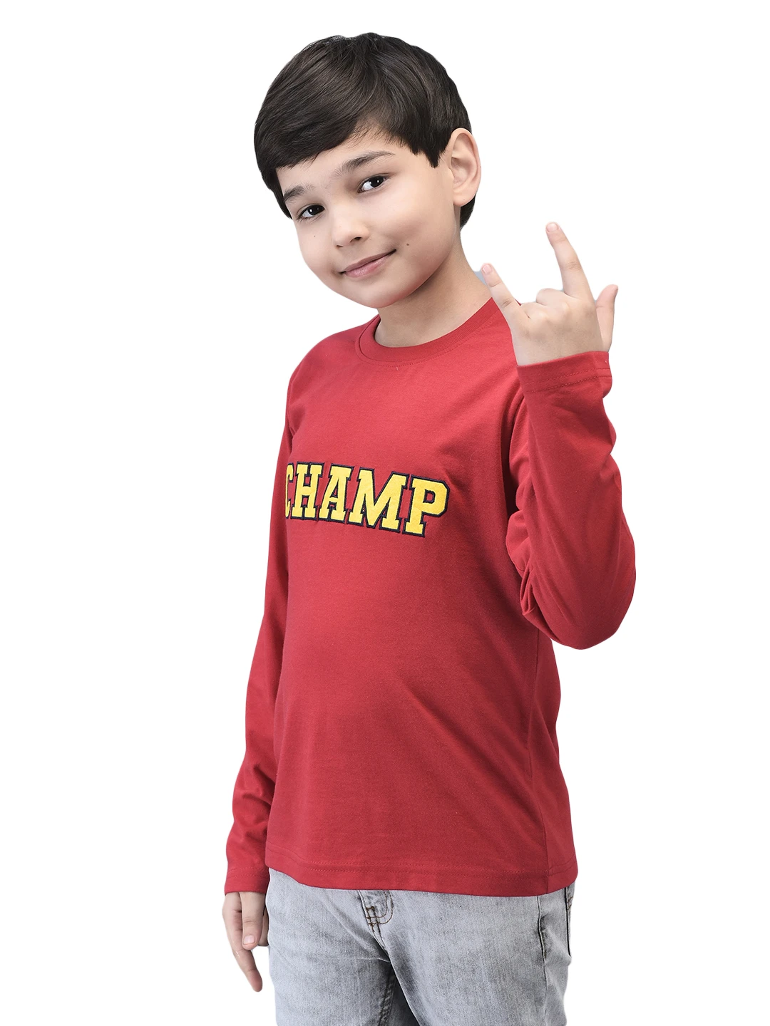 Boys Champ Full Sleeve T-shirt Red Shiv Naresh