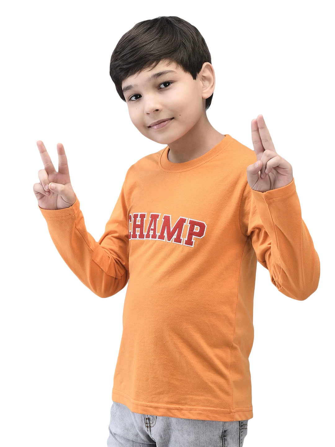 Boys Champ Full Sleeve T-shirt Orange Shiv Naresh