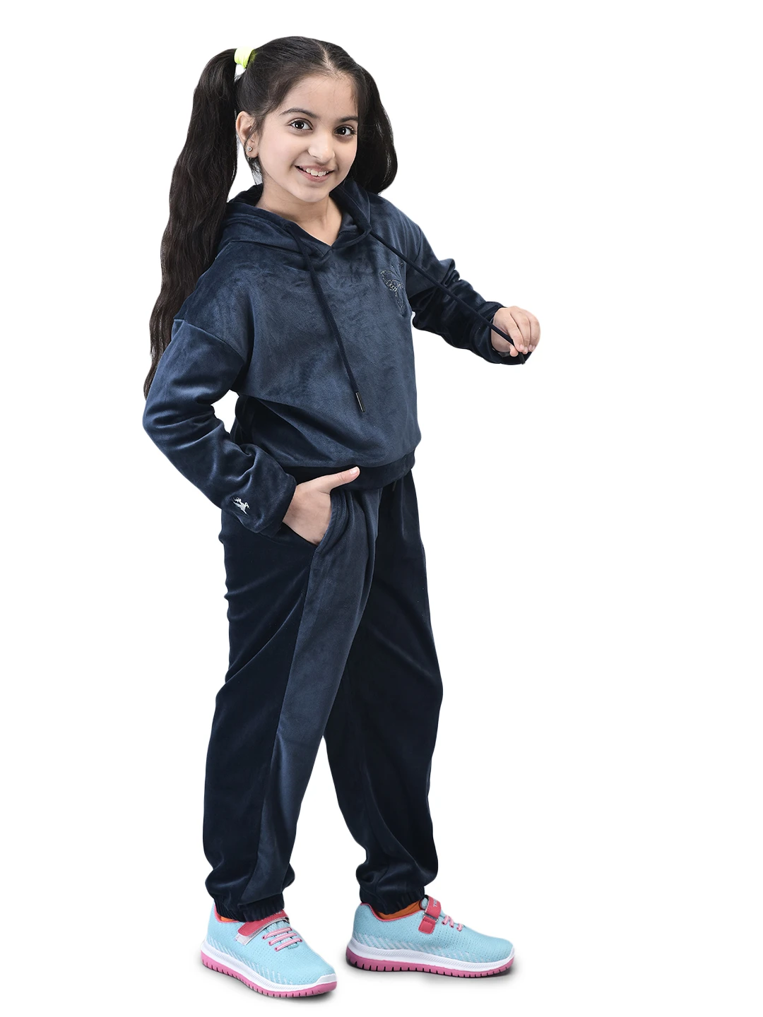 Navy Blue SuperSoft Grils Tracksuit by Shiv Naresh