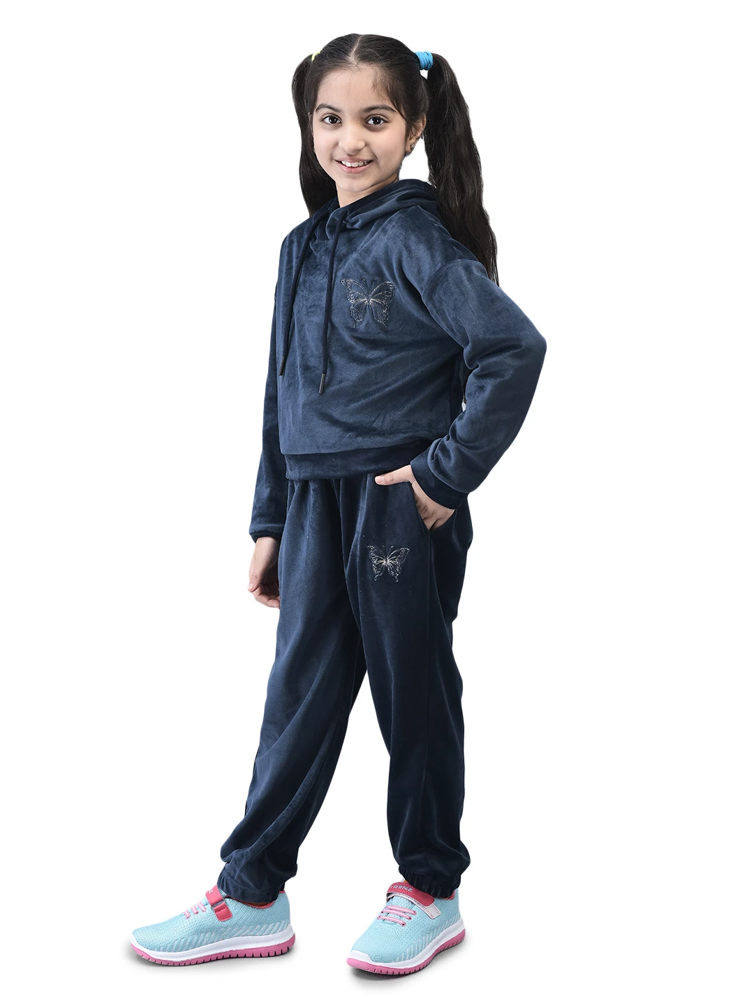 Navy Blue SuperSoft Grils Tracksuit by Shiv Naresh