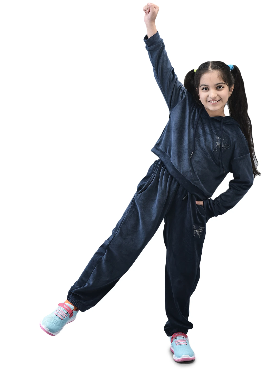 Navy Blue SuperSoft Grils Tracksuit by Shiv Naresh