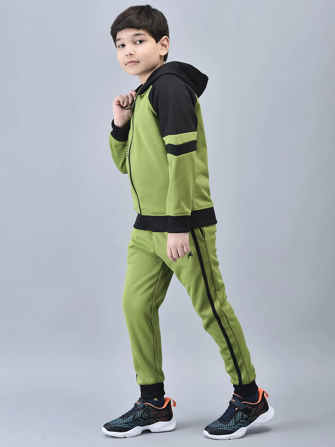 Boys Fearless Tracksuit Olive Black by Shiv Naresh