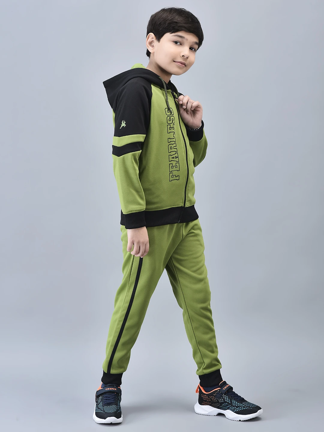 Boys Fearless Tracksuit Olive Black by Shiv Naresh