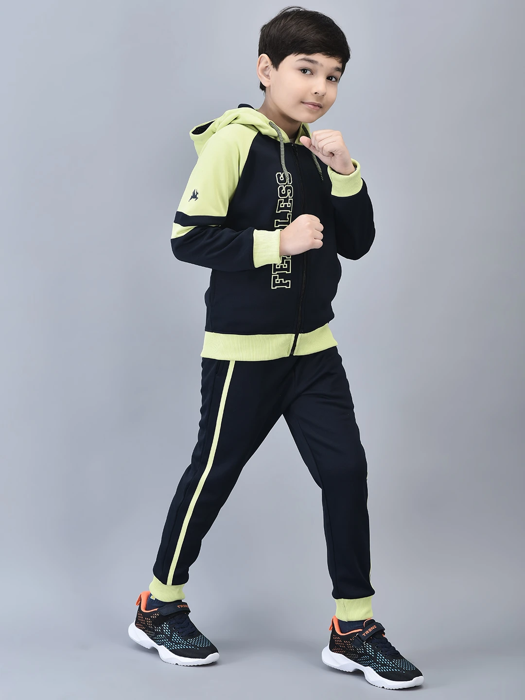 Boys Fearless Tracksuit Navy Neon by Shiv Naresh