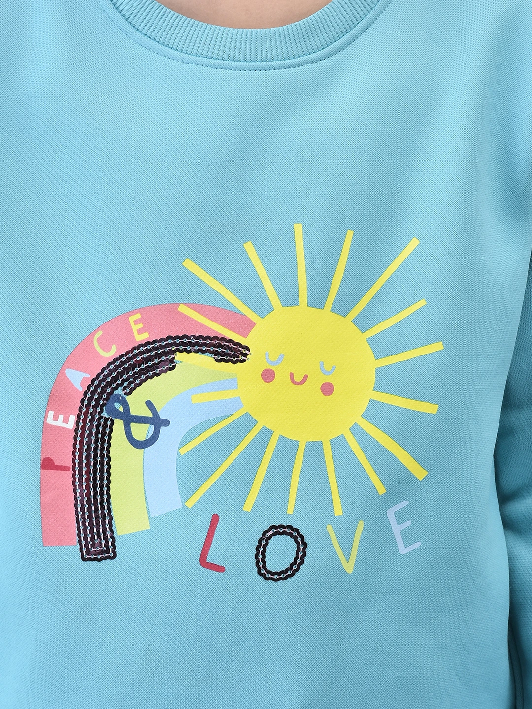 Girls Sunshine Sweatshirt Aqua Blue by Shiv Naresh
