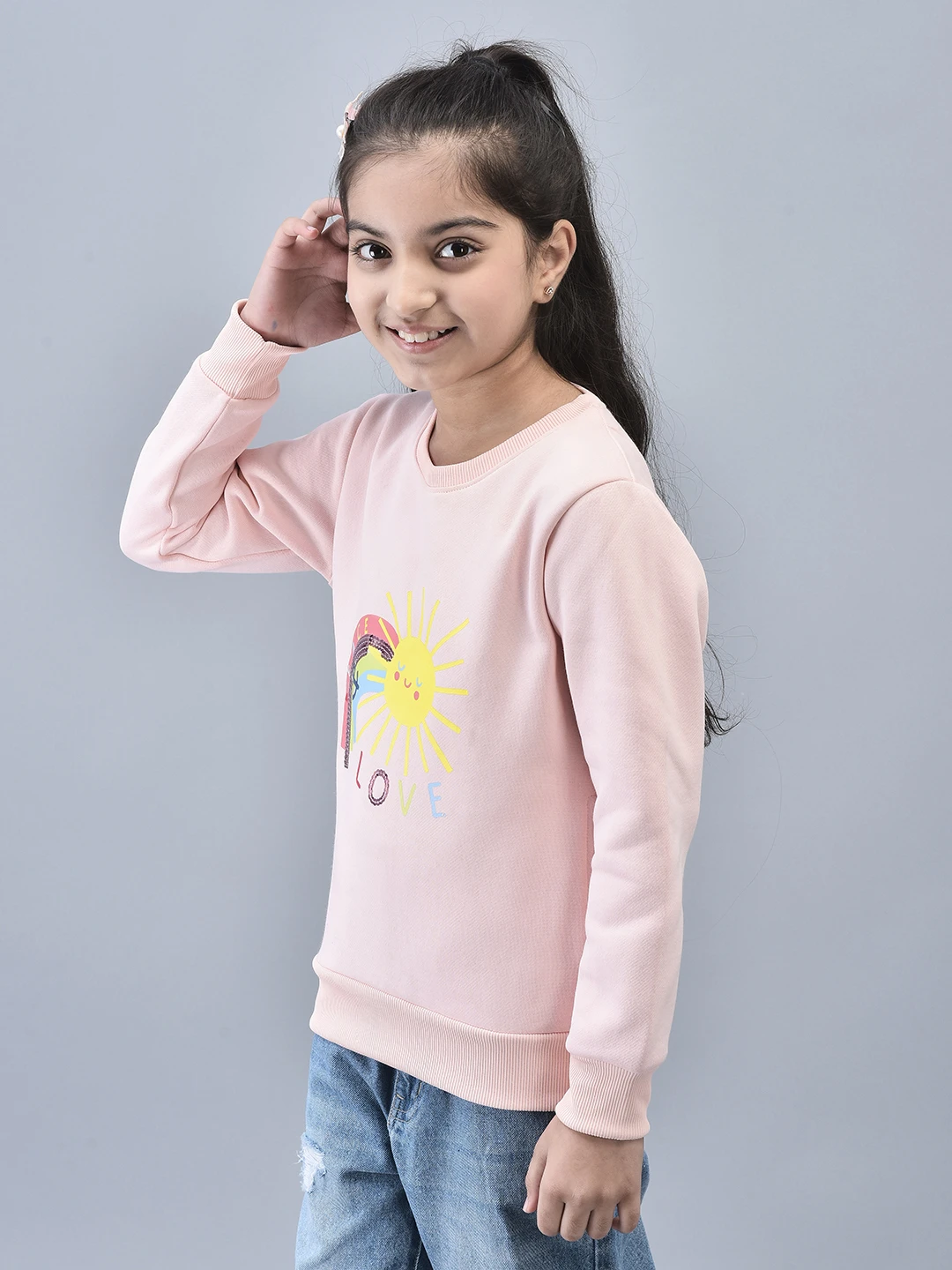Girls Sunshine Sweatshirt Carrot Pink by Shiv Naresh