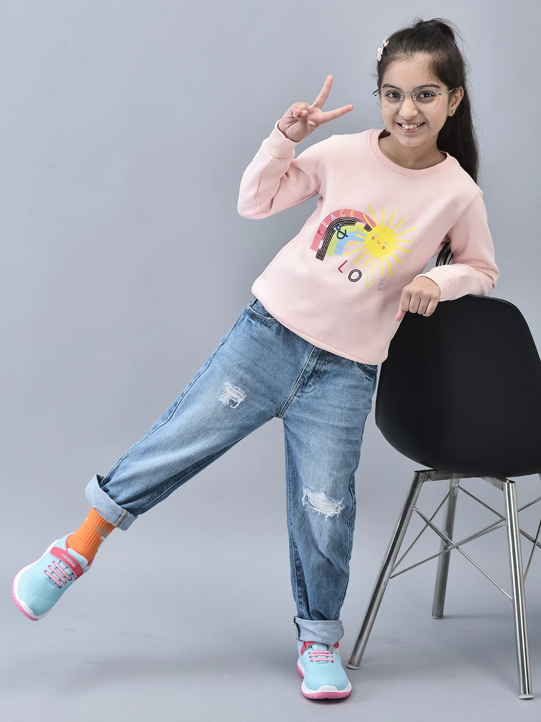 Girls Sunshine Sweatshirt Carrot Pink by Shiv Naresh