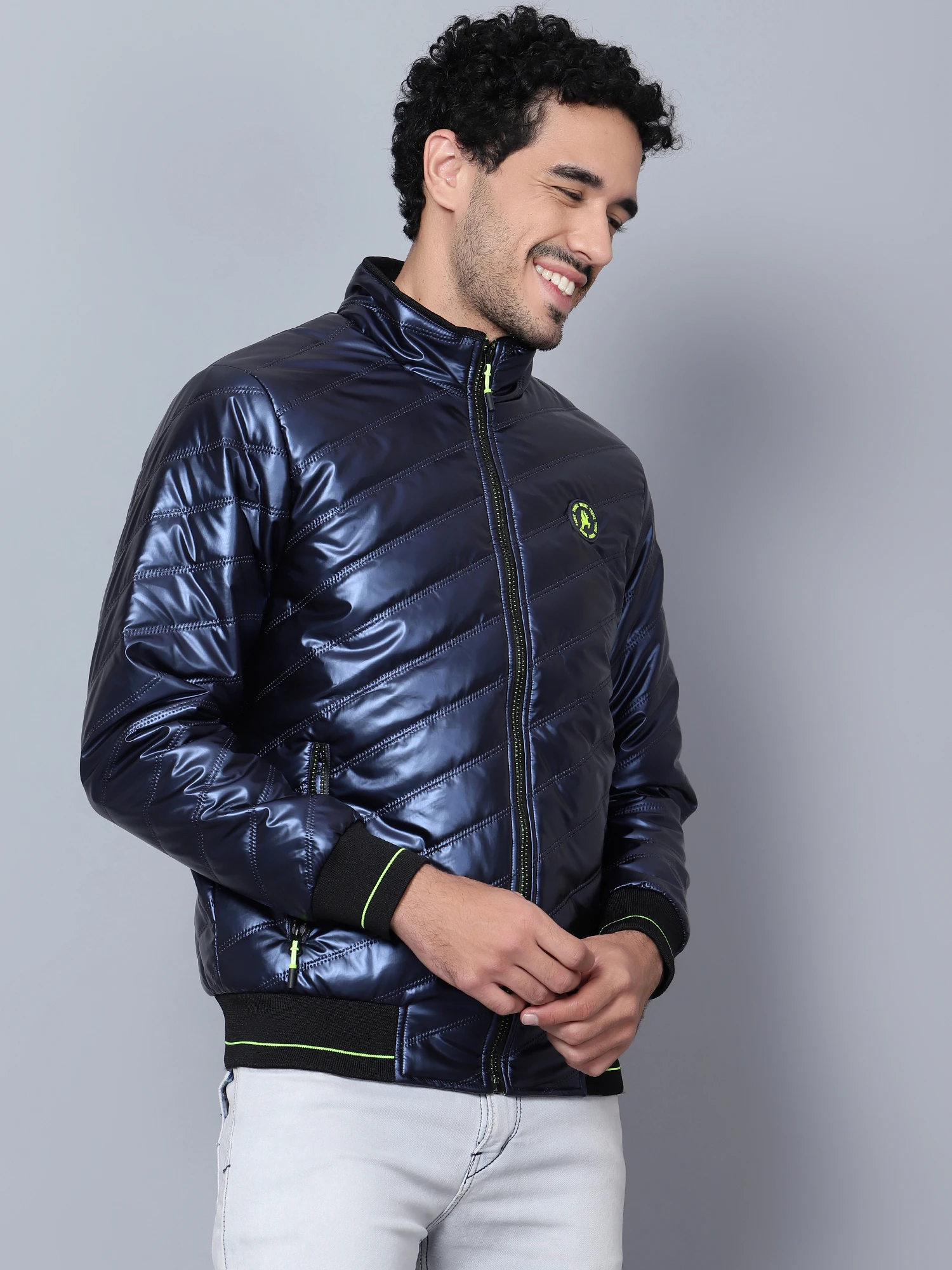 Men's Navy Blue Puffer Jacket Shiv Naresh