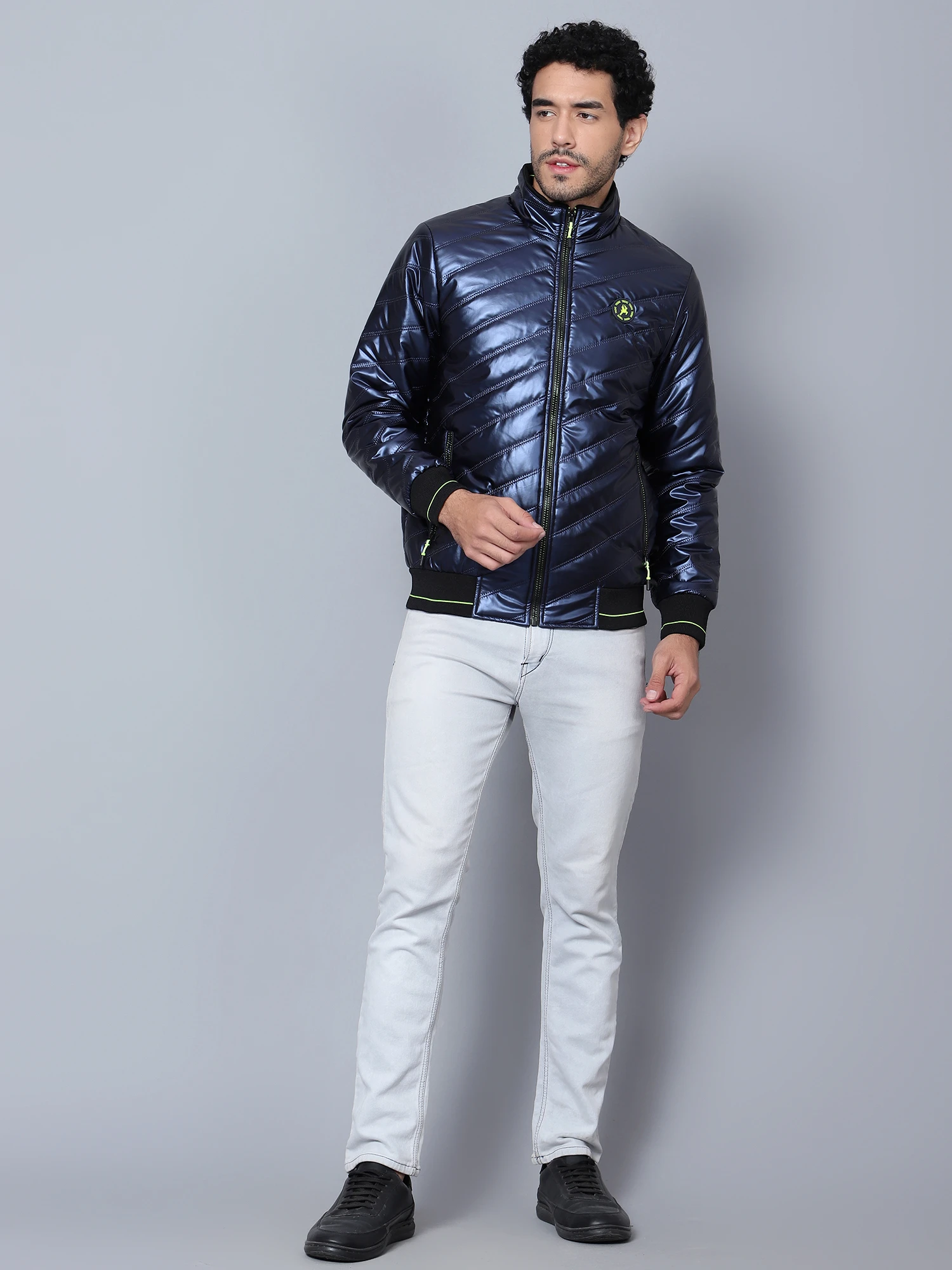 Men's Navy Blue Puffer Jacket Shiv Naresh
