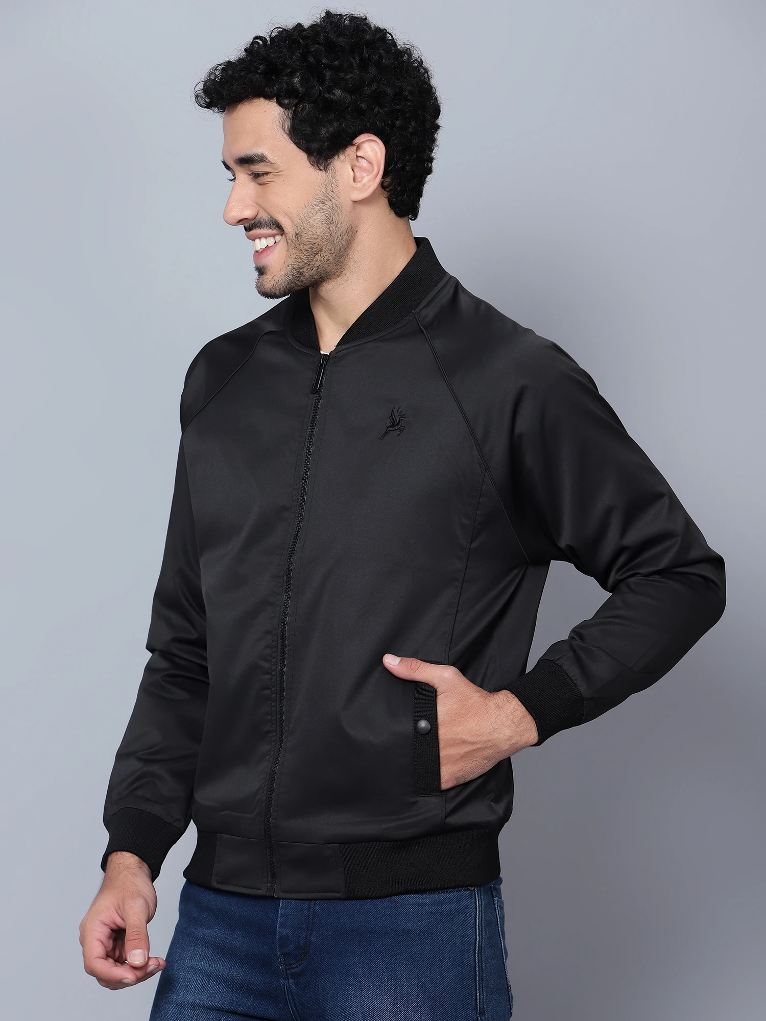 Black Bomber Jacket for men Shiv Naresh