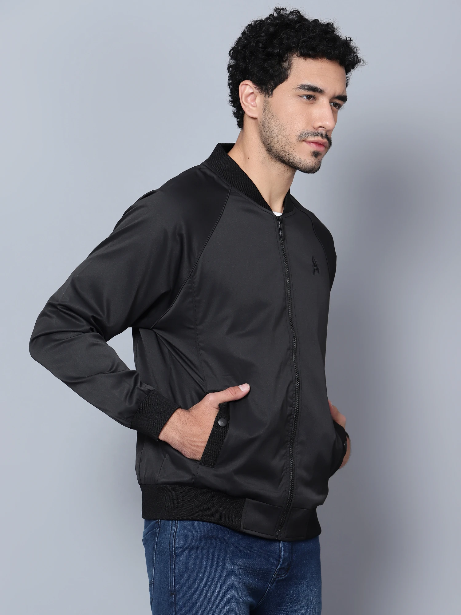 Black Bomber Jacket for men Shiv Naresh