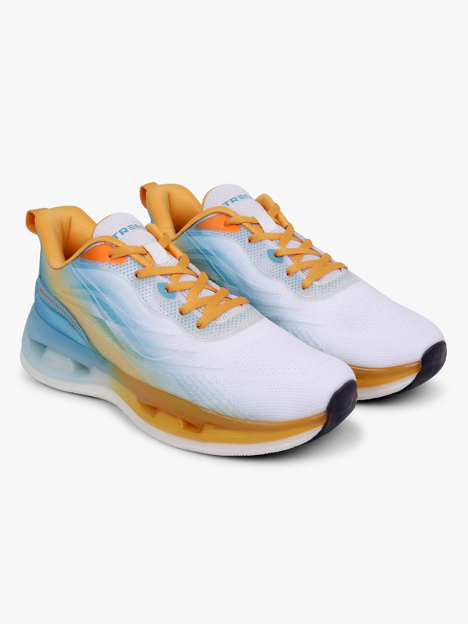 Shivnaresh Men's casual lace-up shoes in sky blue & yellow