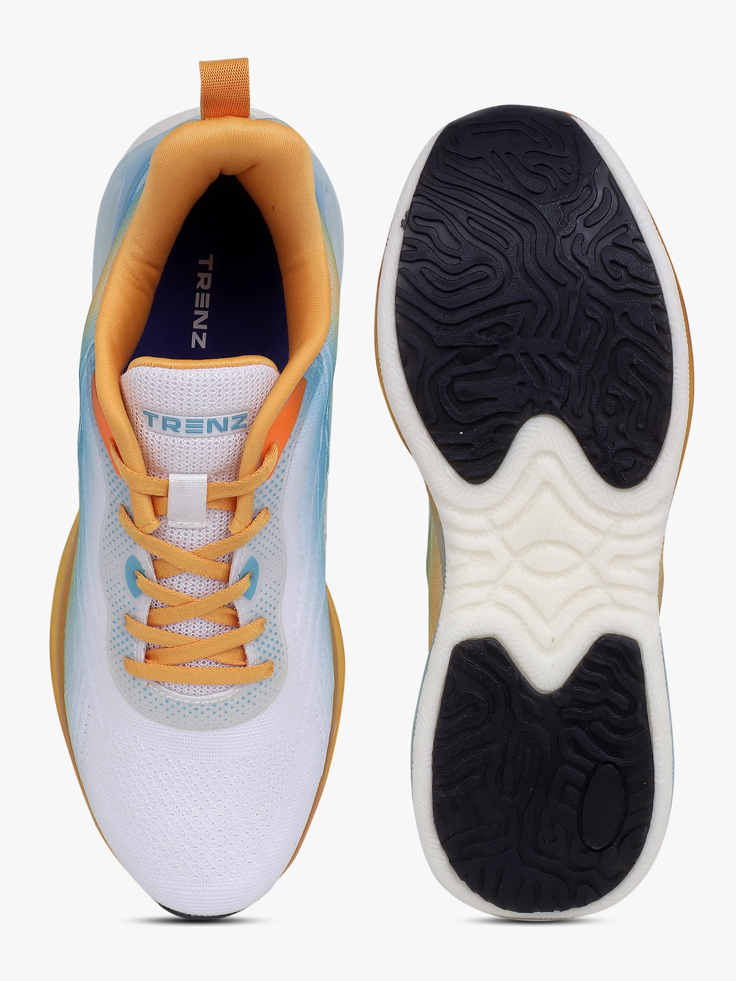 Shivnaresh Men's casual lace-up shoes in sky blue & yellow